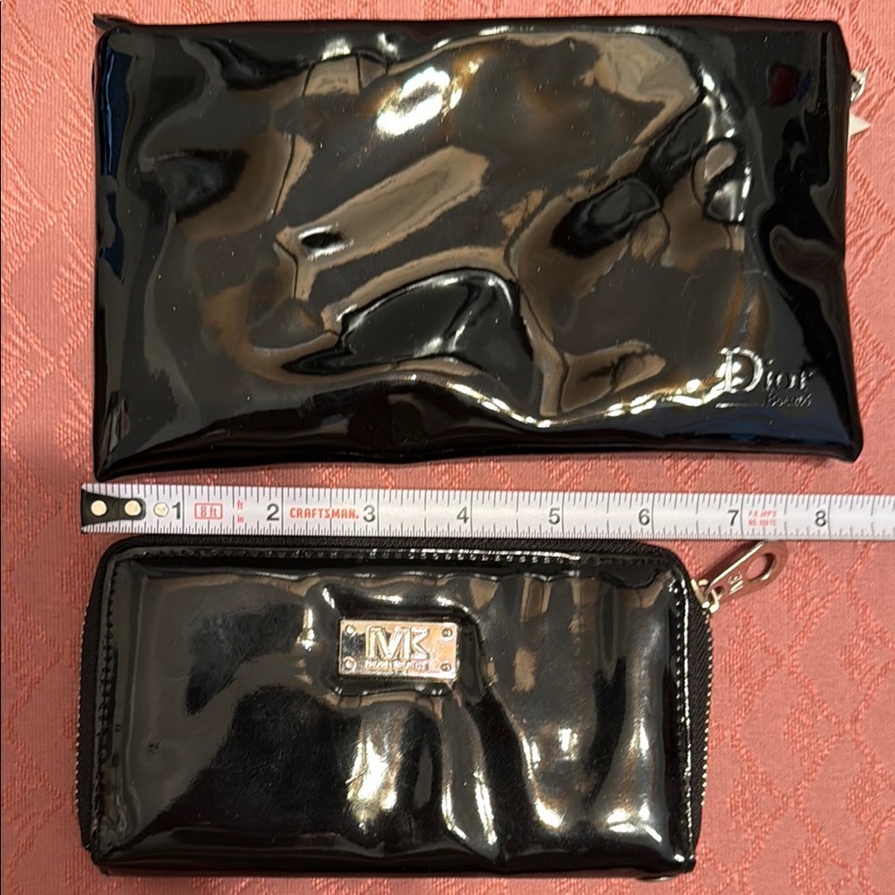 Dior and MK Black Patent Leather Pouches